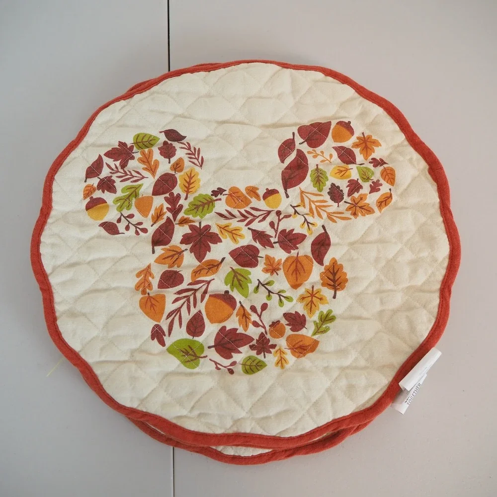 Disney Celebrate Together Fall Quilted Placemats Set‎ of 4 Hidden Mickey Autumn